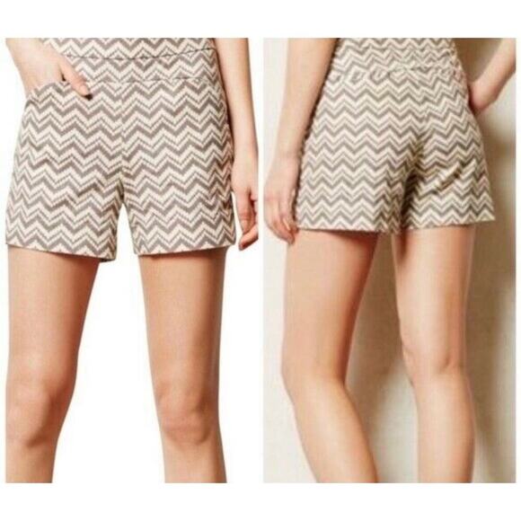 Cartonnier Pants - CARTONNIER Anthropologie NEW W/O Tags Gray/Ivory High Rise Shorts Sz 6 Womens